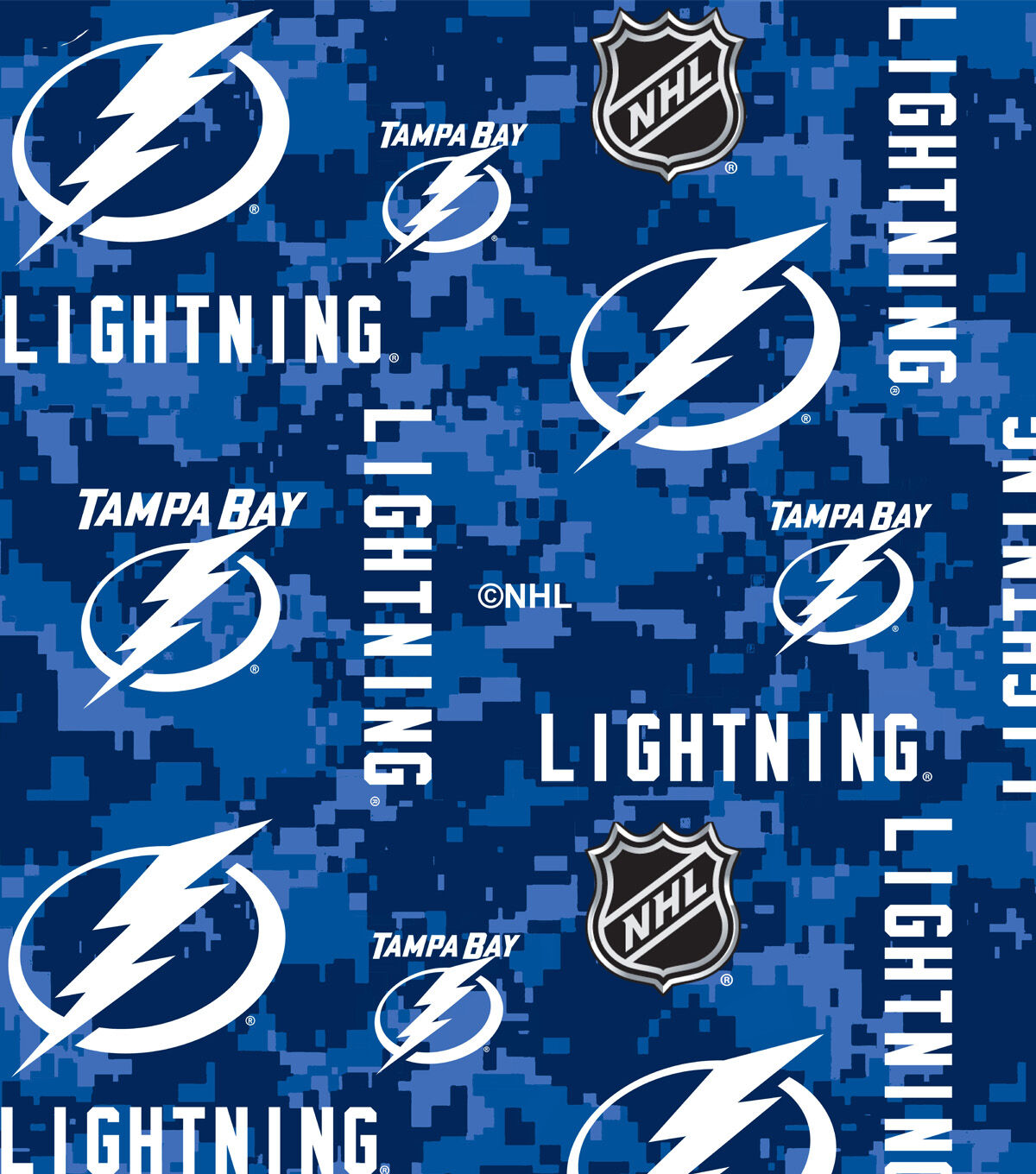 Tampa Bay Lightning Fleece Fabric Tossed