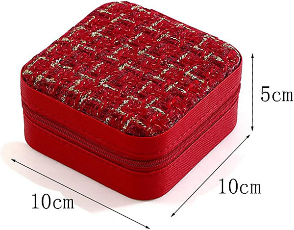 Coffrets à bijoux pour femmes, 2 pièces, en cuir synthétique (rose et rouge)