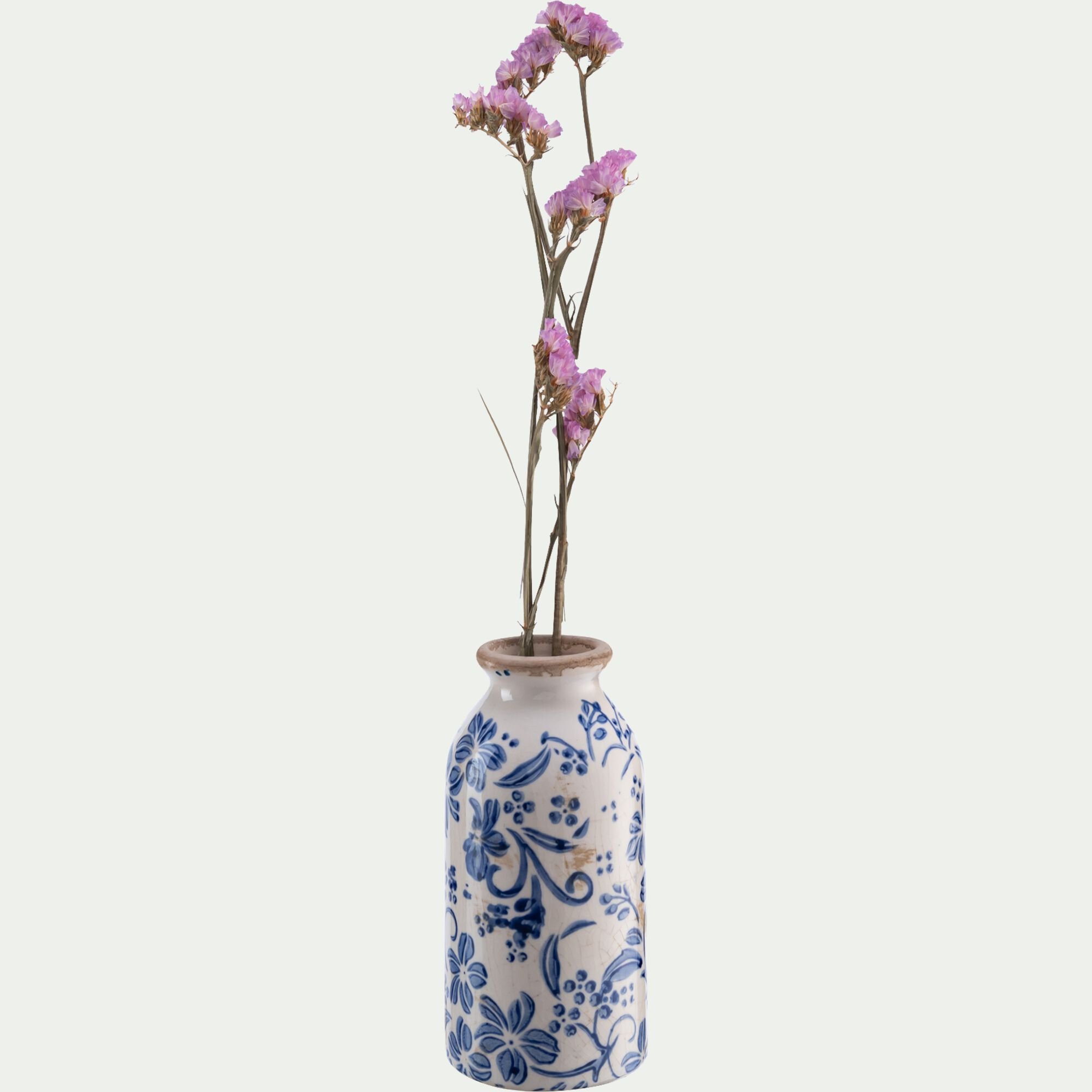 CERASUS - Vase à motif fleuri en céramique H15cm - bleu