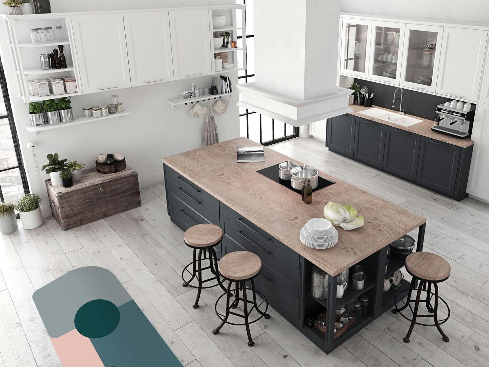 - Tapis vinyle Milano bleu paon 100x200cm