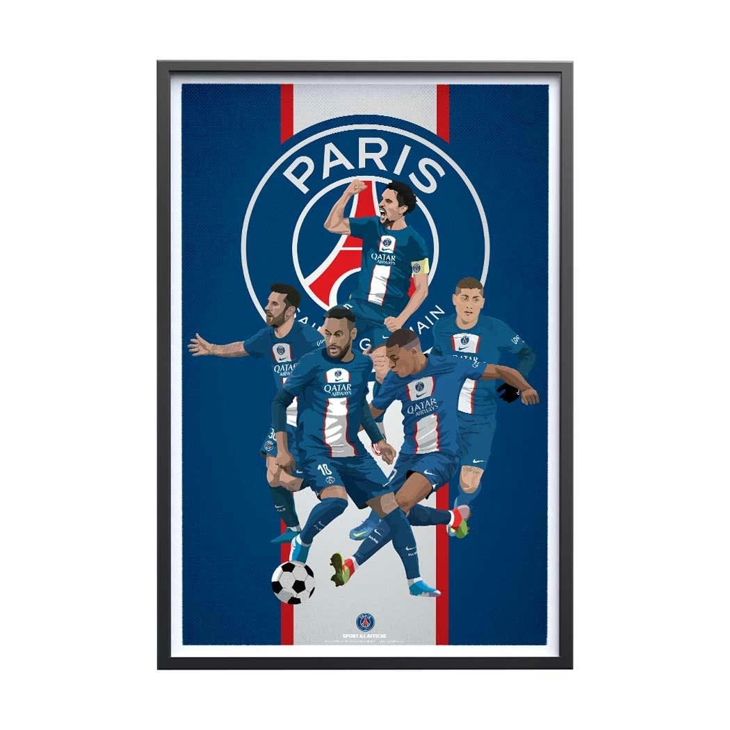 FOOT - Affiche Foot - PSG Les 5 Fantastiques   - 30 x 40cm