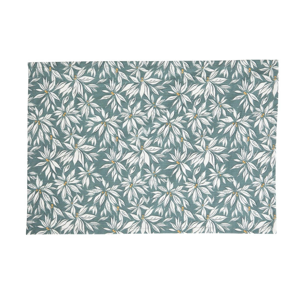 LA CABANE - Set de table en coton imprimé feuille bleue 35x50