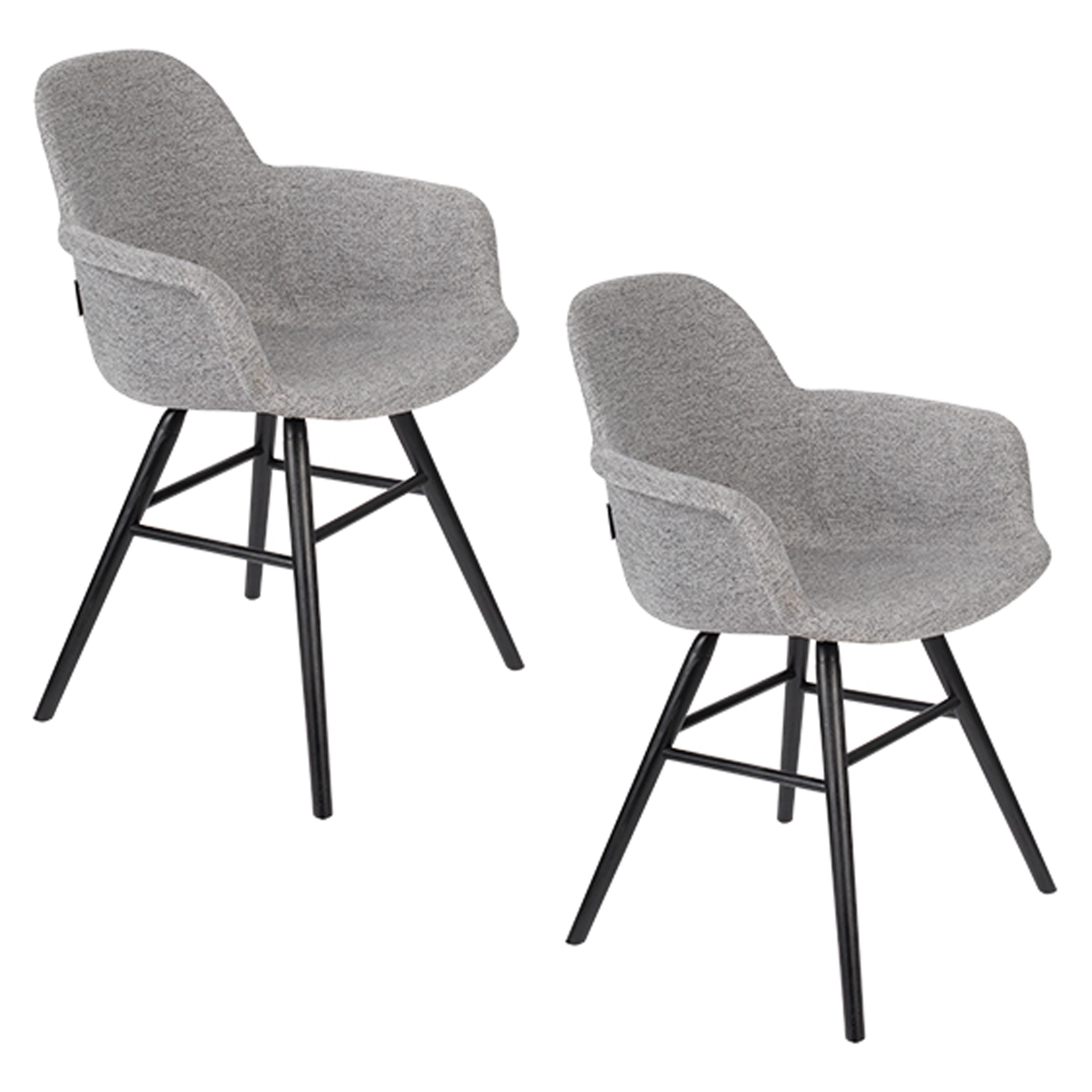 Zuiver Albert Kuip Soft Eetkamerstoelen Armleuning Lichtgrijs - Set van 2