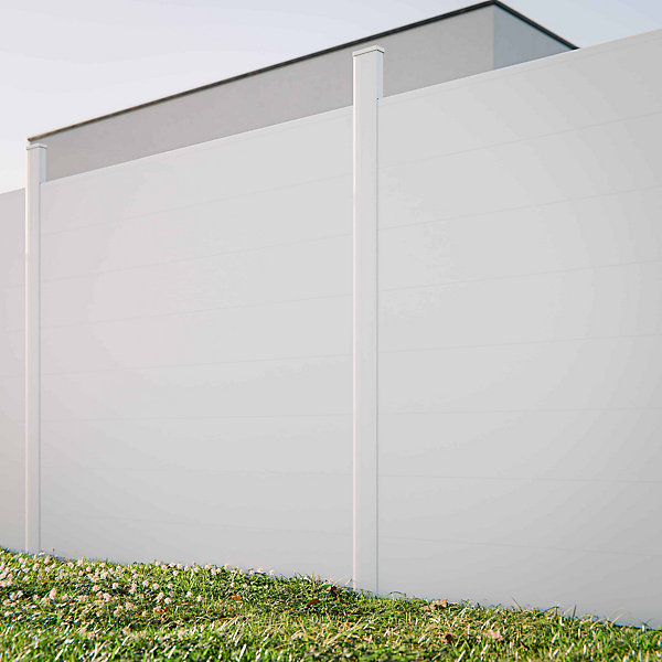 Kit Clôture SLIM PVC Blanc H. 180 cm x L. 11.10 m - 8 Soubassements