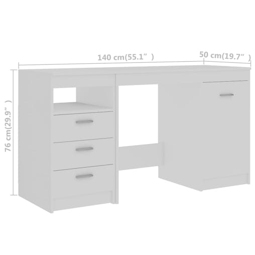 NNEVL Desk White 140x50x76 cm Engineered Wood