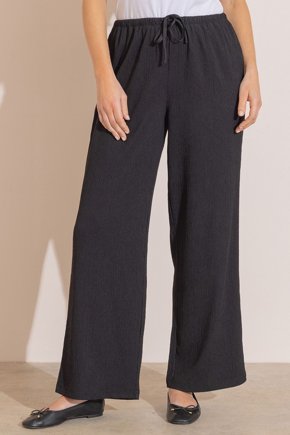 Klass. Wide Leg Textured Pull On Trousers