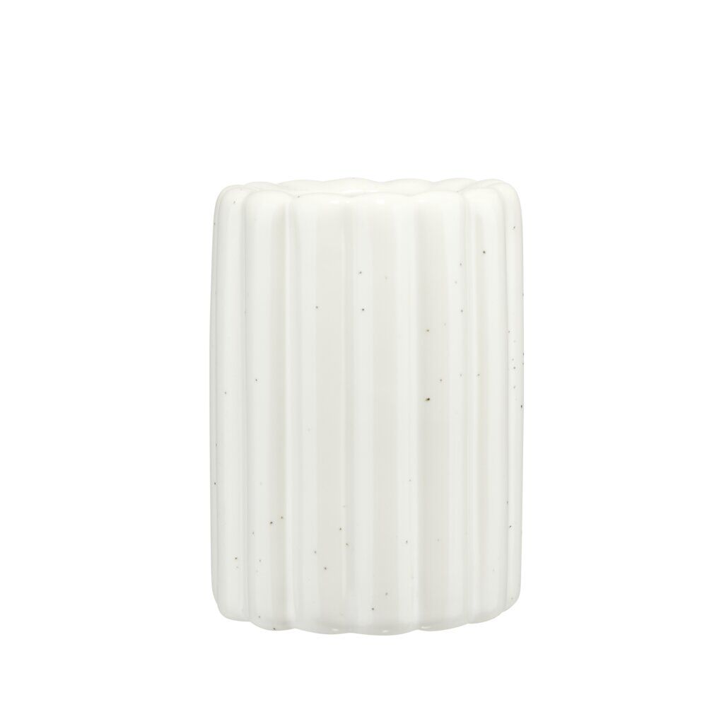 Gobelet salle de bain façon cannelé grès blanc Ø8xH11cm