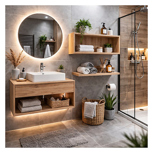 Etagère salle de bain VANO 80 cm chene Coast Evoke suspendue