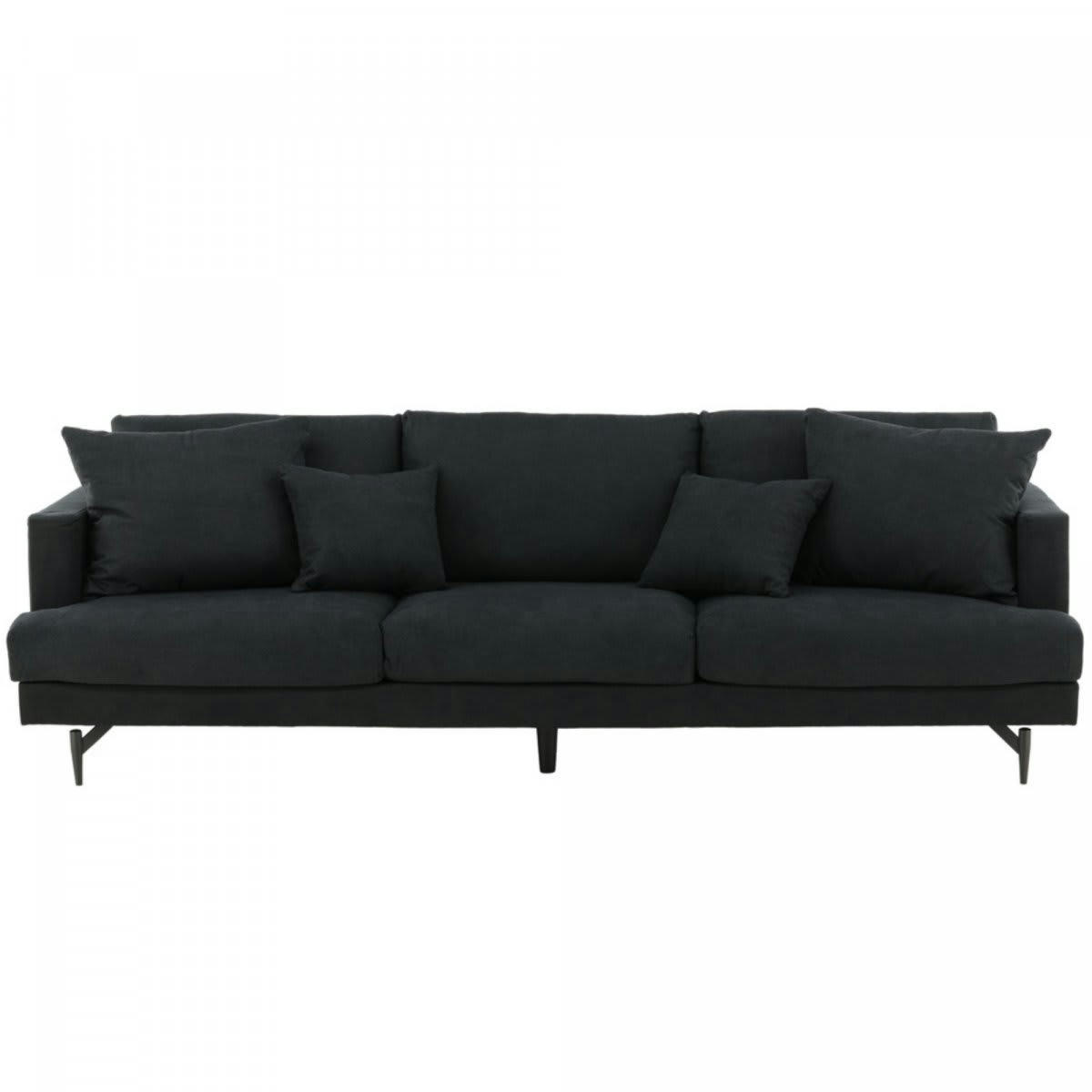 BENITO - Canapé droit 3 places en tissu noir