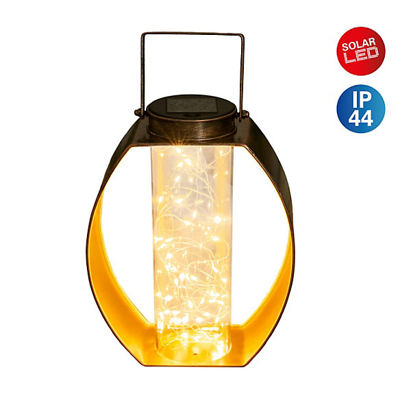Lampe solaire LED Fairylight terrasse balcon table métal noir or acrylique 26x19,5x12,5cm LED fixes