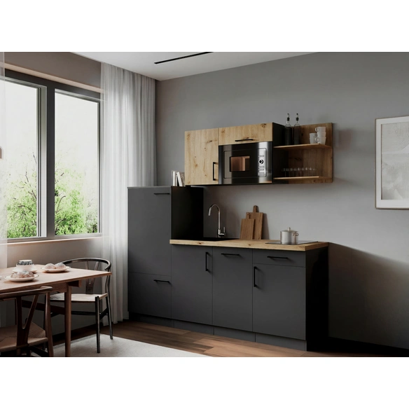 Küchenzeile, »Oliver«, LxBxH: 205x60x200 cm, grau matt