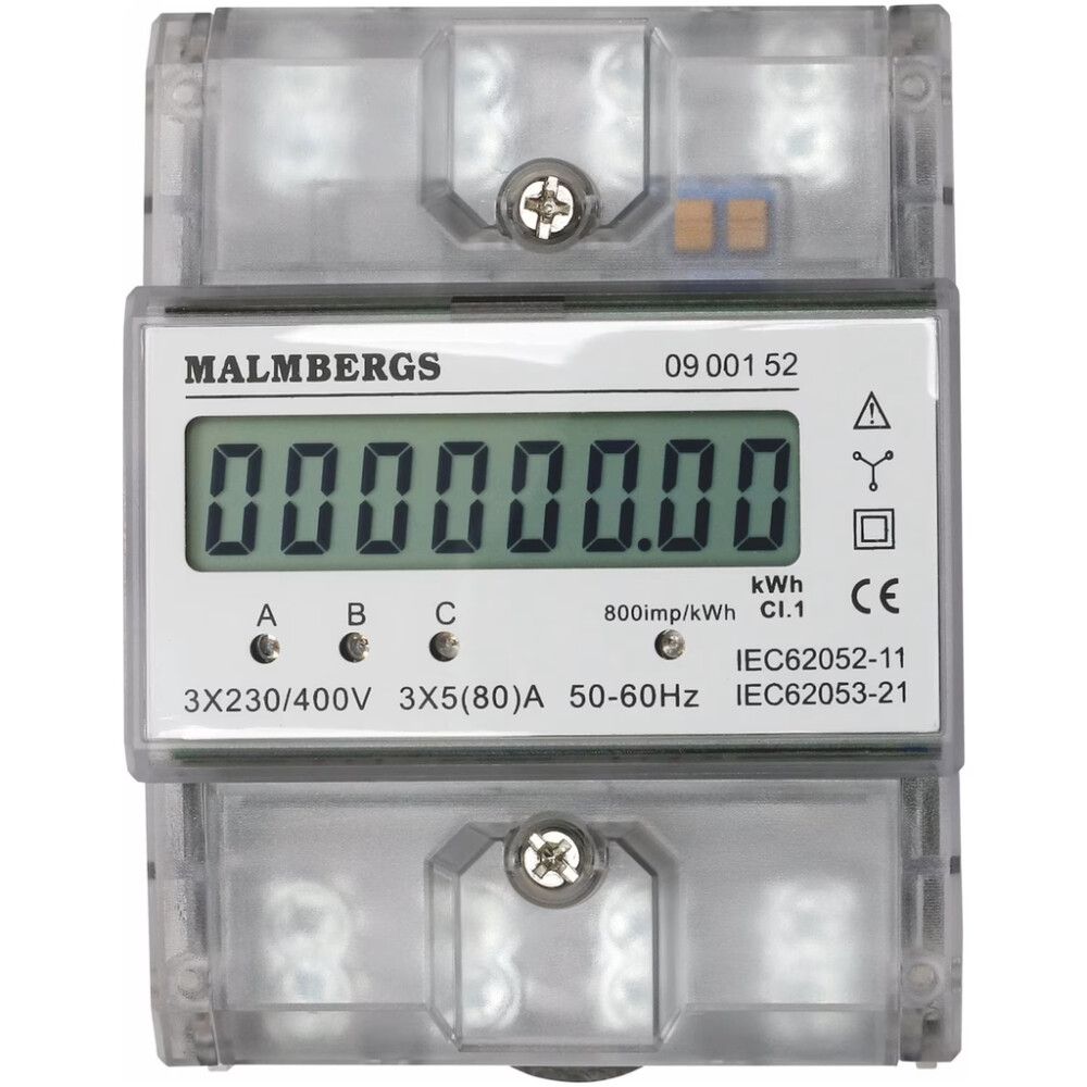 KWH-MÅLER MALMBERGS 230/400V 63A 3-FAS 230V/400V