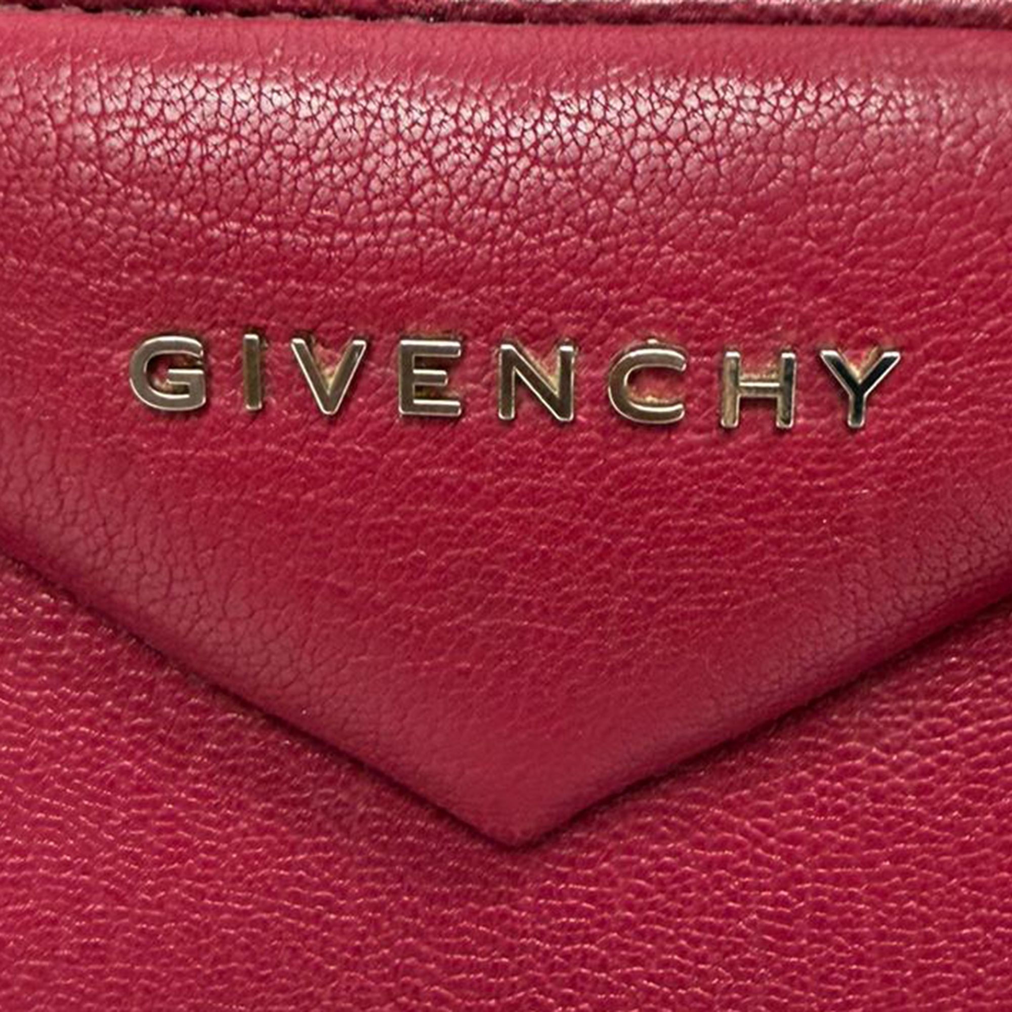 Givenchy Preloved Small Antigona Top Handle Bag in Burgundy Goat Leather