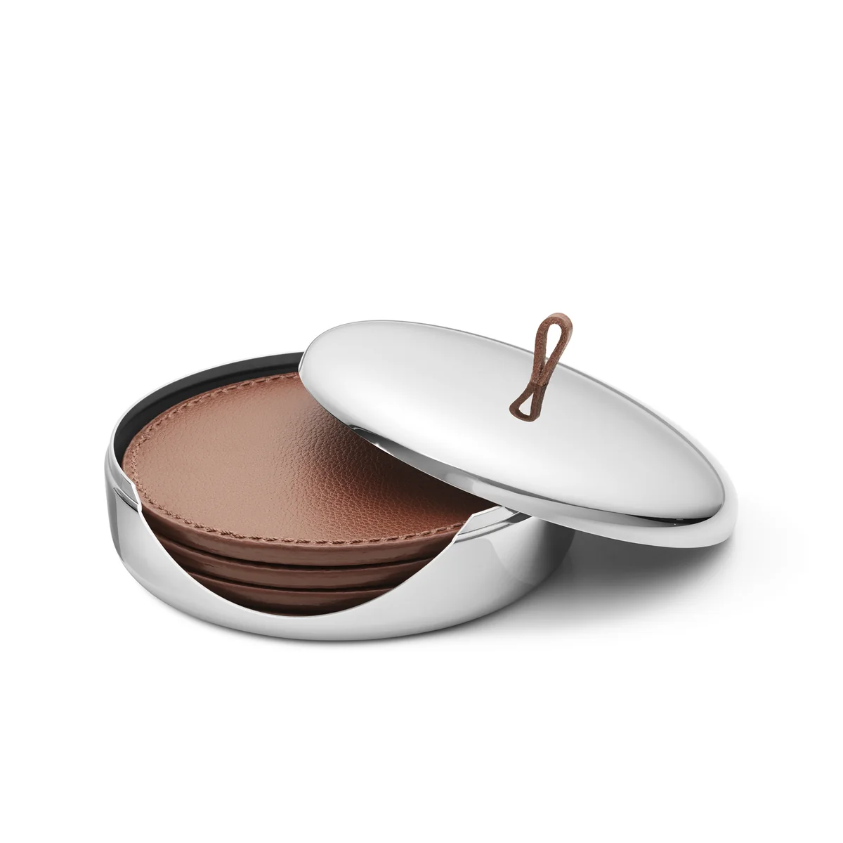 Georg Jensen - Sky Untersetzer 4er-Set, Edelstahl / Leder