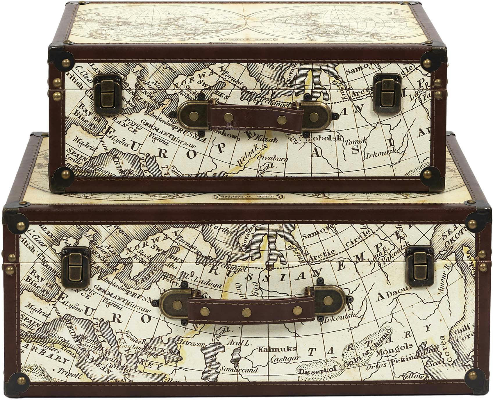 - Set de 2 malles en bois mappemonde