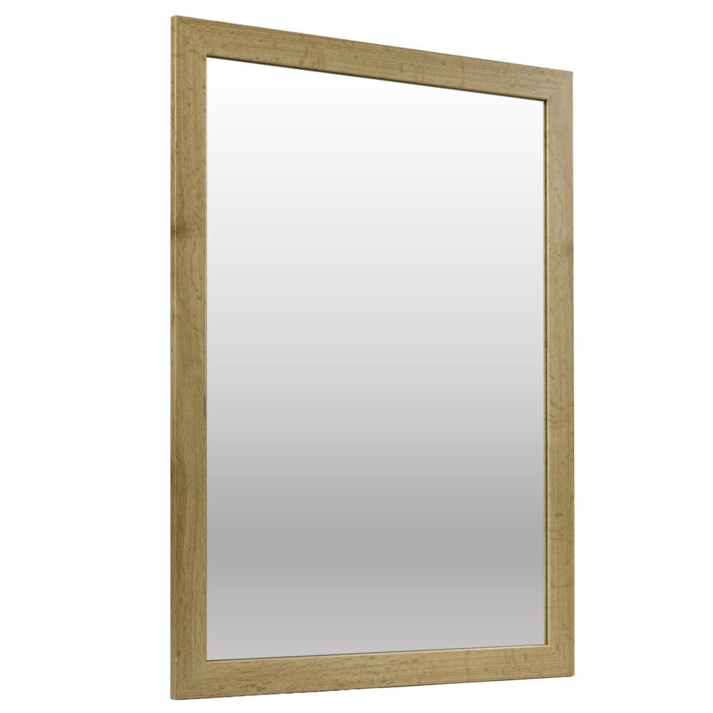 Miroir bord bois et verre hètre marron 50x70cm