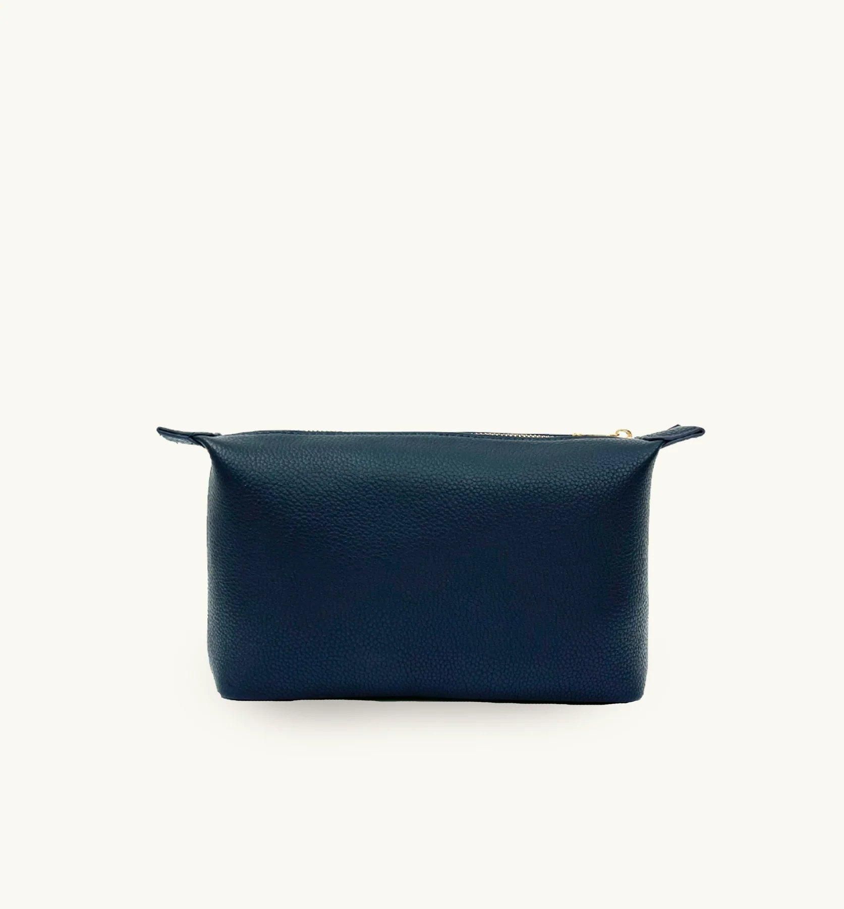 Apatchy London Medium Leather Navy Beauty Bag