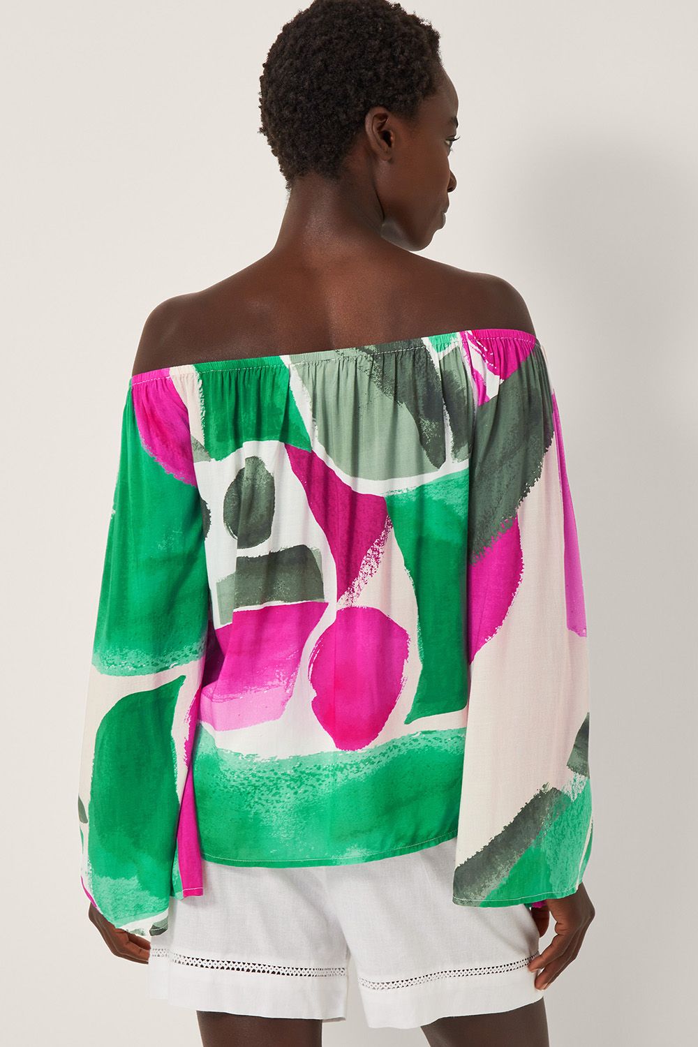 Monsoon Colour Block Bardot Top Green