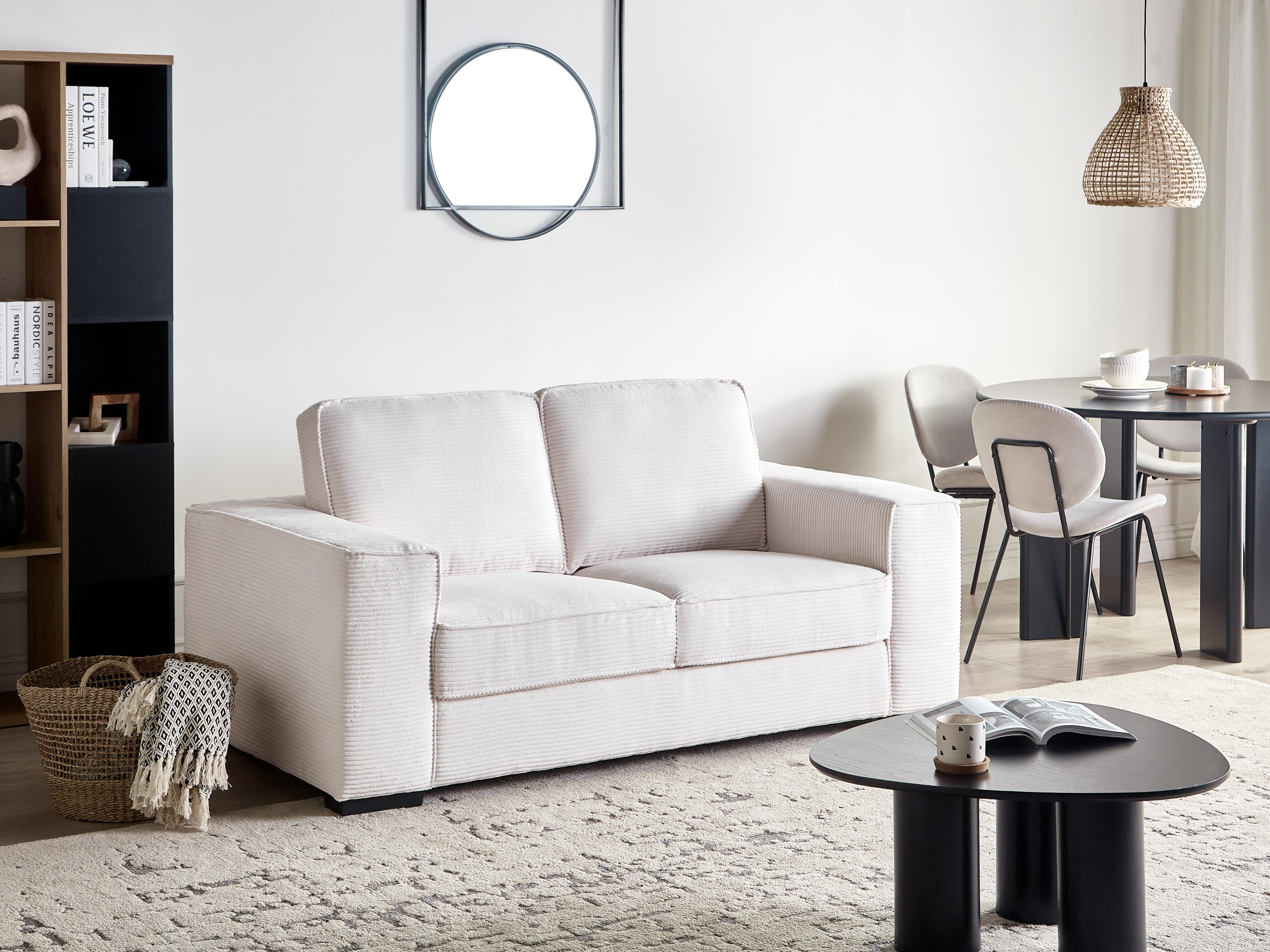 2 Seater VIKRAN Corduroy White