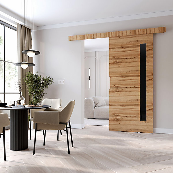 MINIO go for it, porte coulissante CLEAN G 86 cm portes de chambre, Chêne Wotan