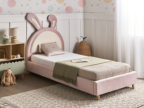 Lit d'enfant Lapin Velours LALLIAS 90 x 200 cm Rose