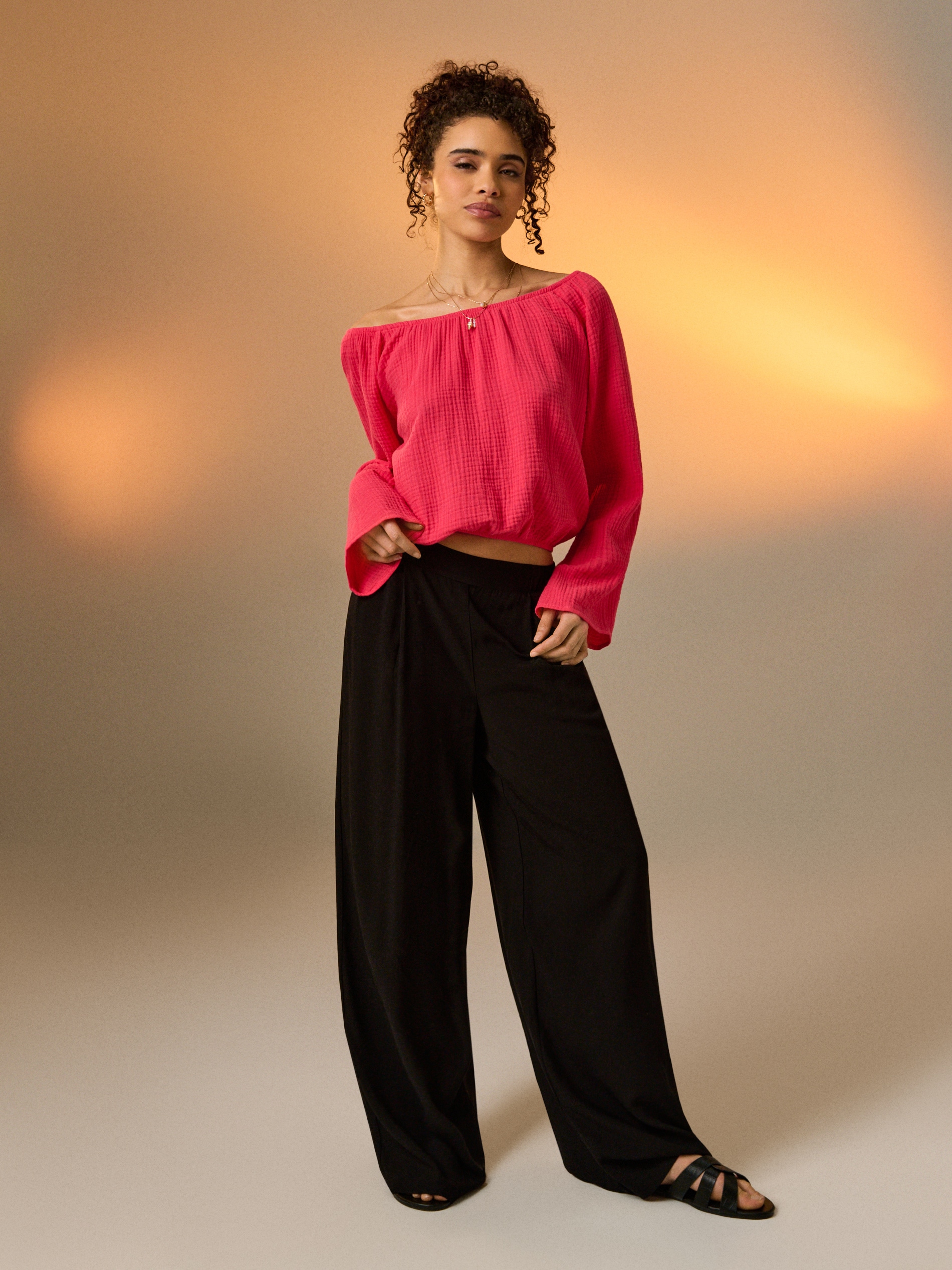 Wiskozowe spodnie wide leg