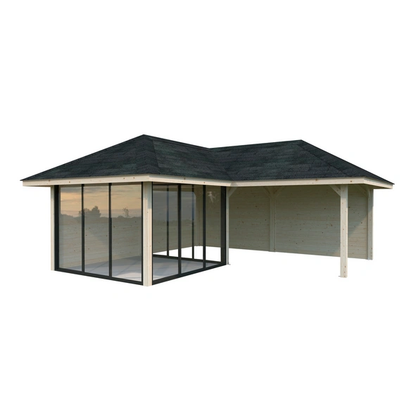 Pavillon »Bianca«, Aufstellmaße BxTxH: 672 x 672 x 319 cm, unbehandelt, Holz
