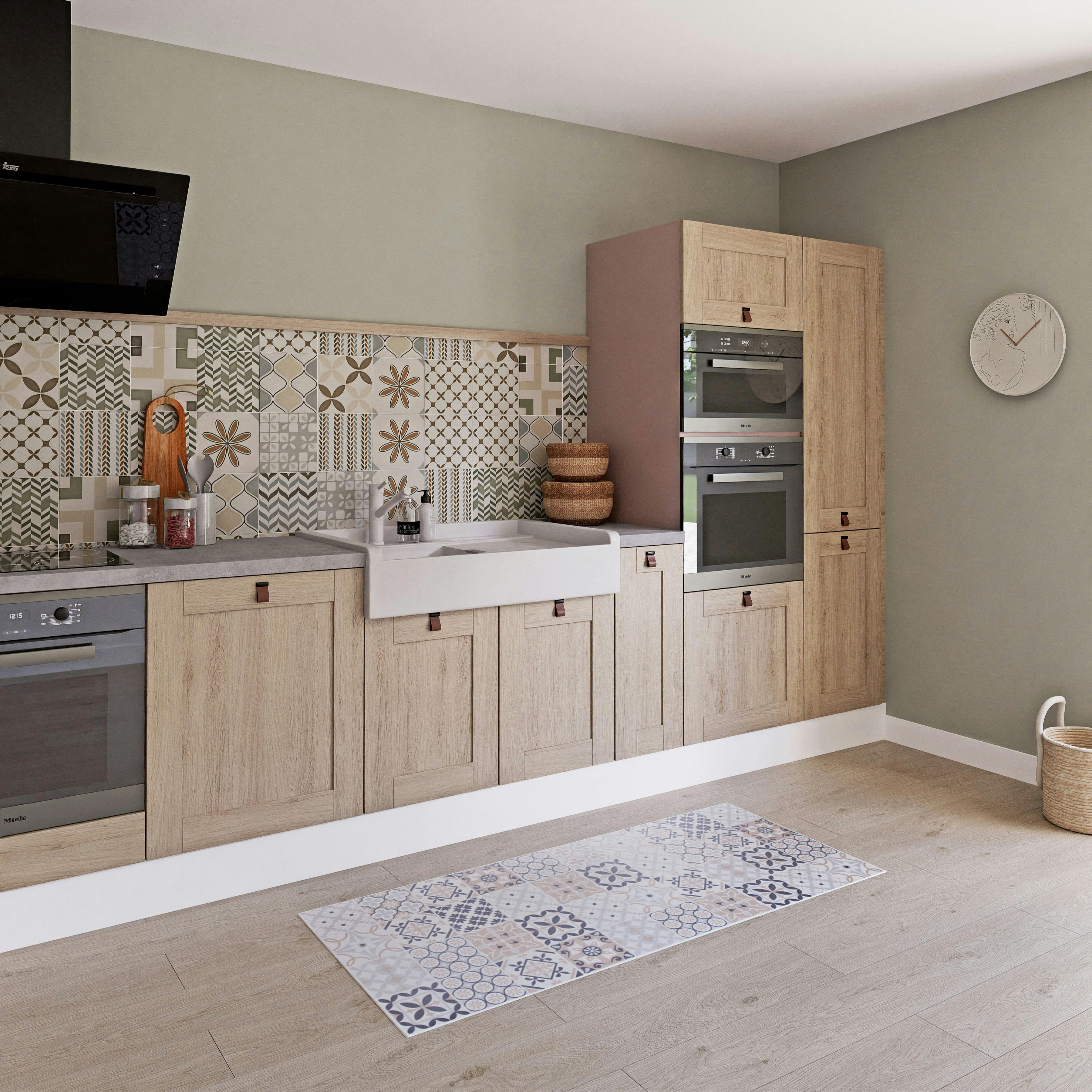 LISBOA - Tapis en vinyle motifs carreaux de ciment multicolores 66x150