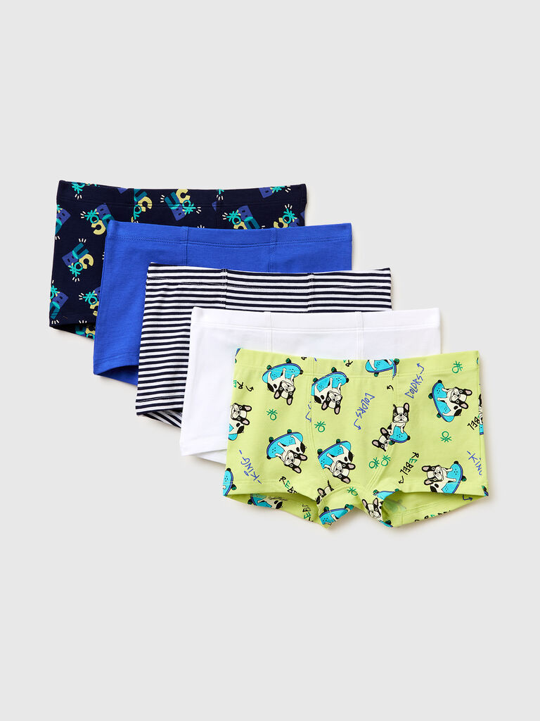 Five boxers in stretch cotton