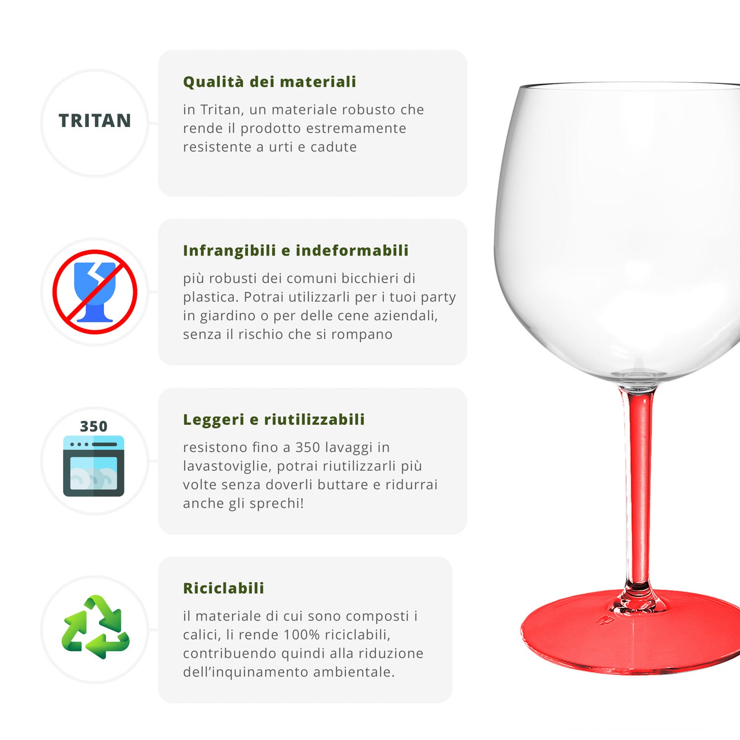 Calice cocktail in tritan 582 ml rosso Ballon