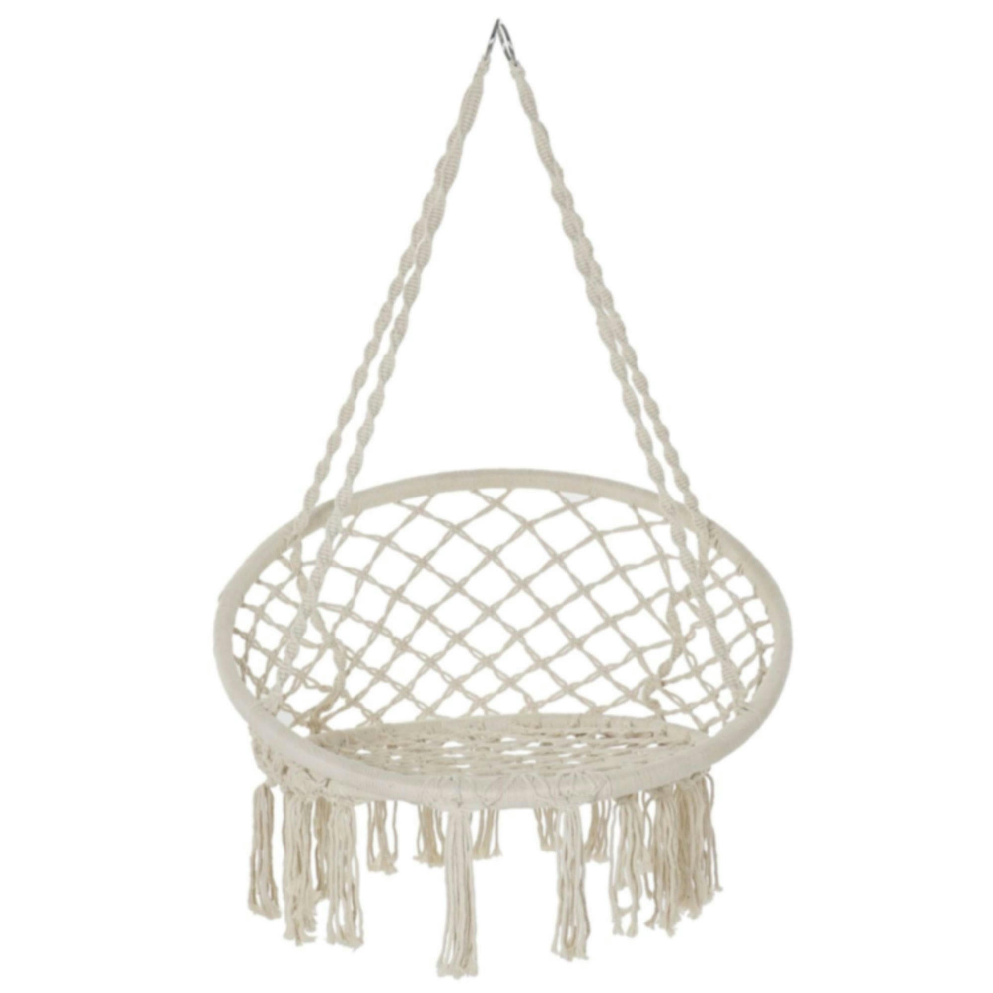 - Chaise-hamac suspendue relaxante en coton ivoire - 80x63x120cm