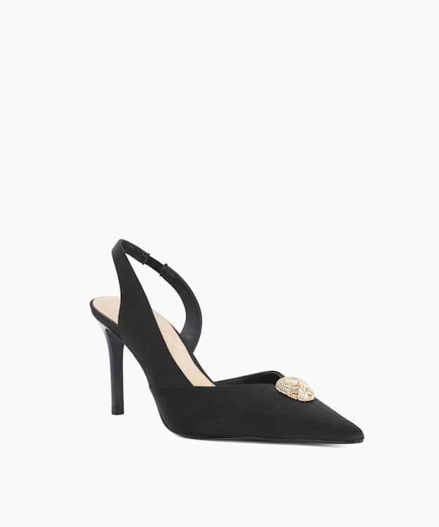 Camara Black - Embellished Slingback Court Shoes