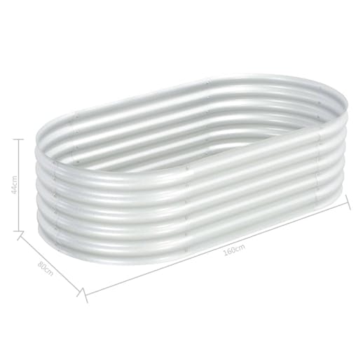 NNEVL Garden Raised Bed 160x80x44 cm Galvanised Steel Silver
