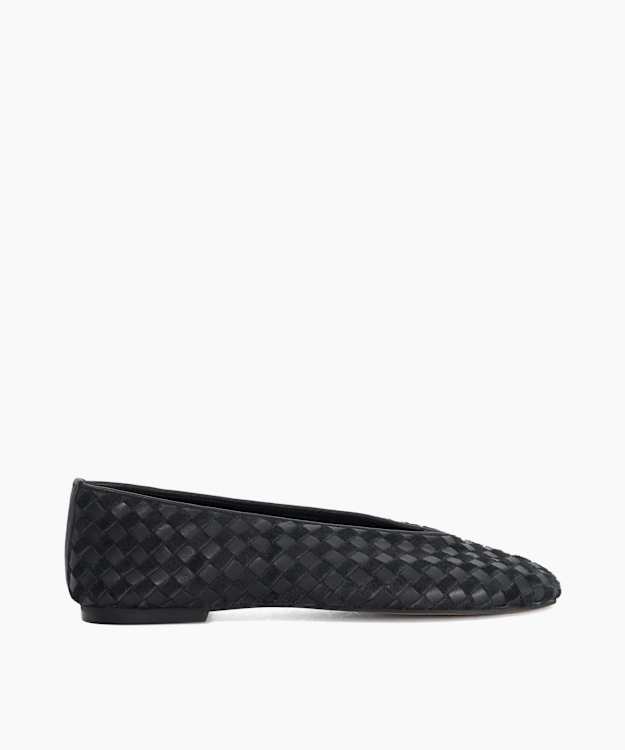 Homely Black - Leather Woven Ballet Flats