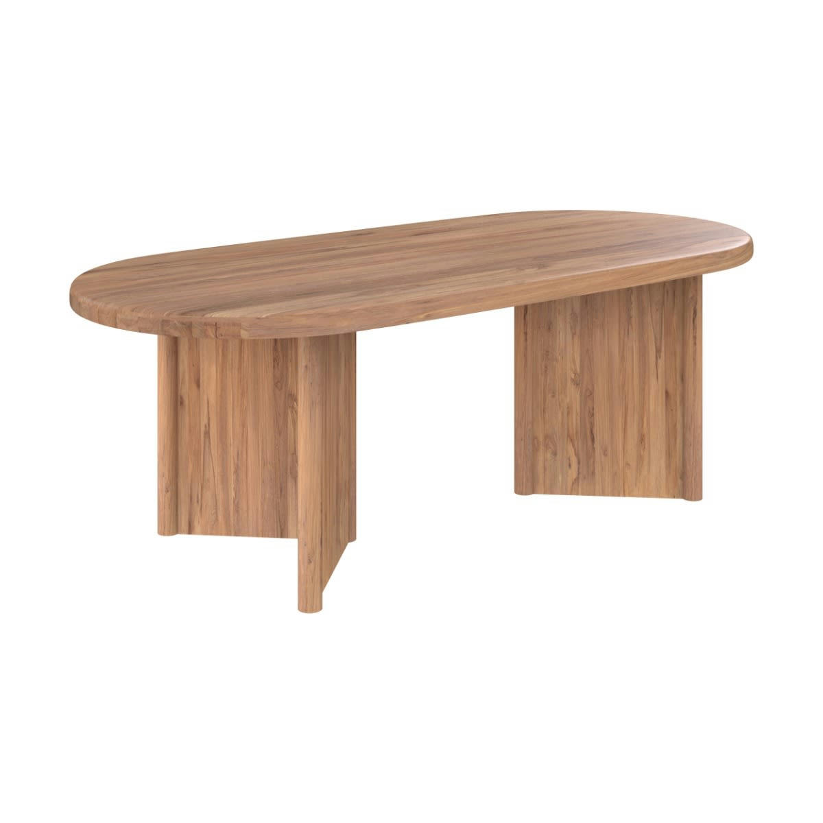 BANA - Table ovale 8 personnes en bois de teck recyclé 220 cm