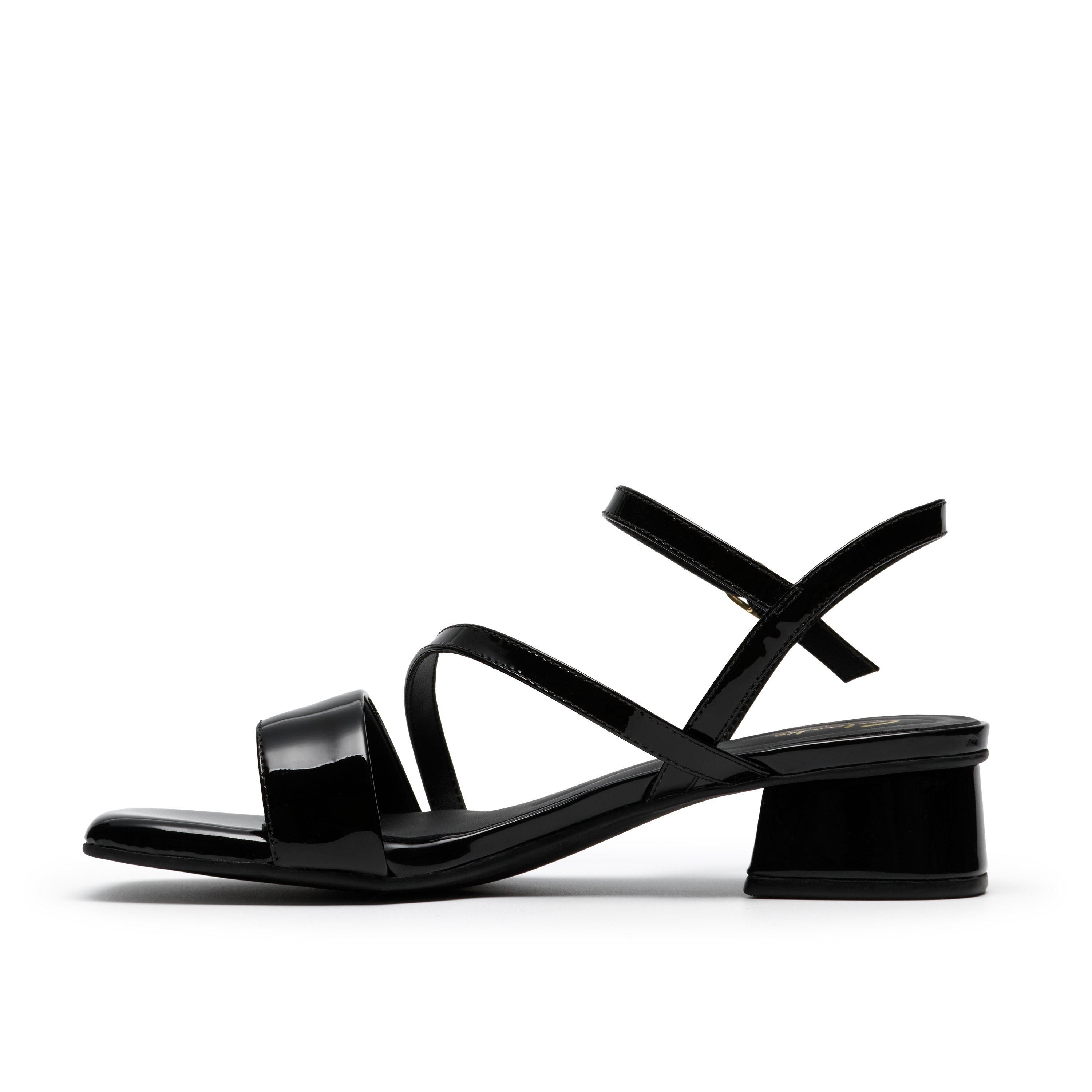 Clarks Serina35 Strap Black Patent Heeled Sandals