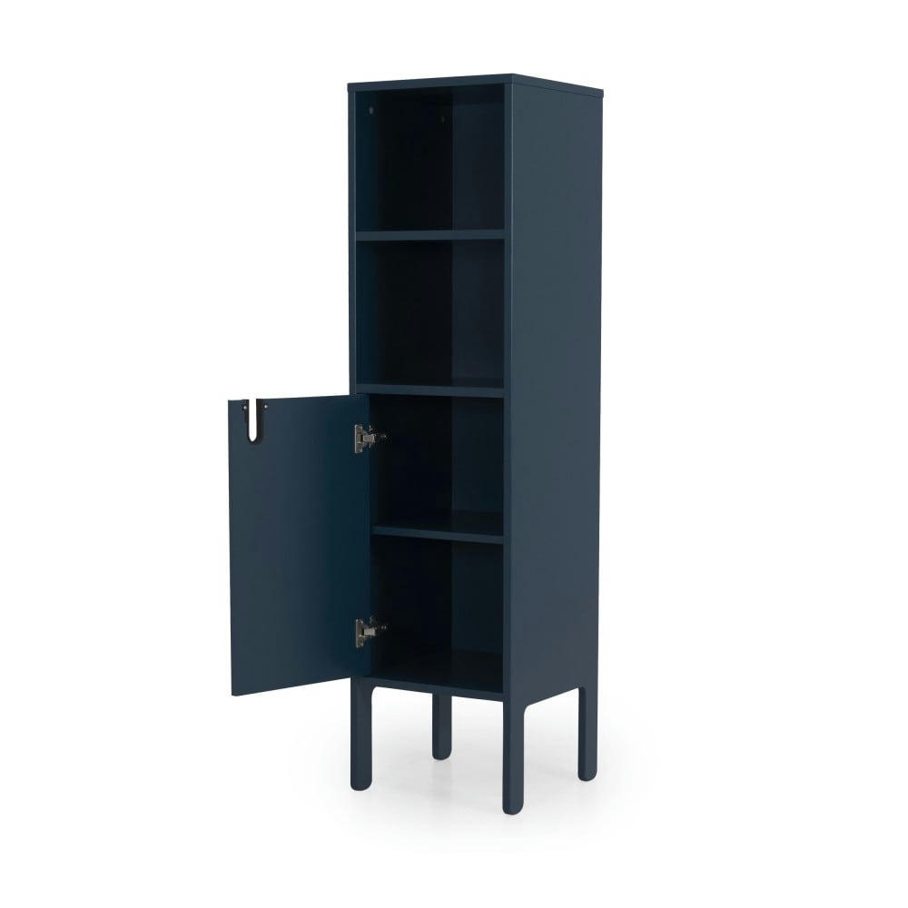 UNO - Colonne de rangement en bois 1 porte 2 niches H152cm bleu canard