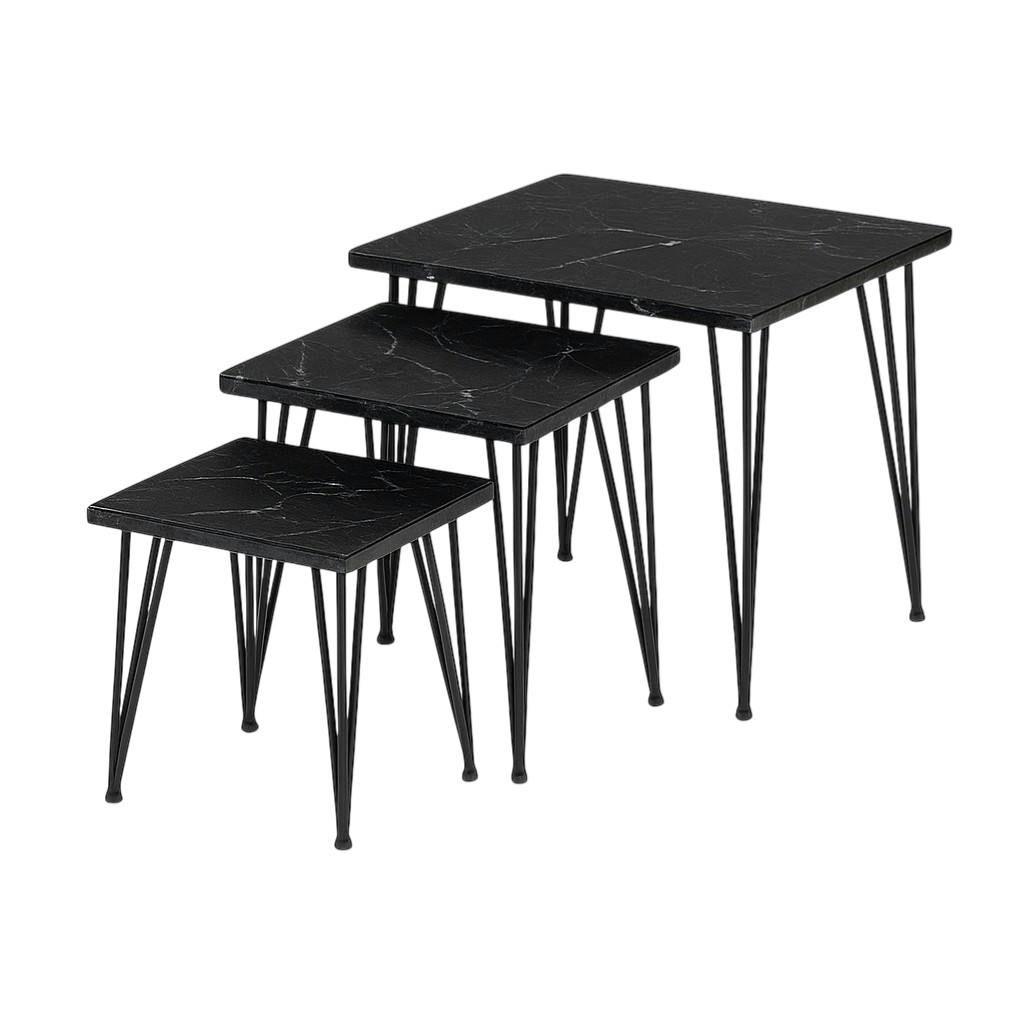 Table salon gigogne marbre noir (lot de 3) DUOMO