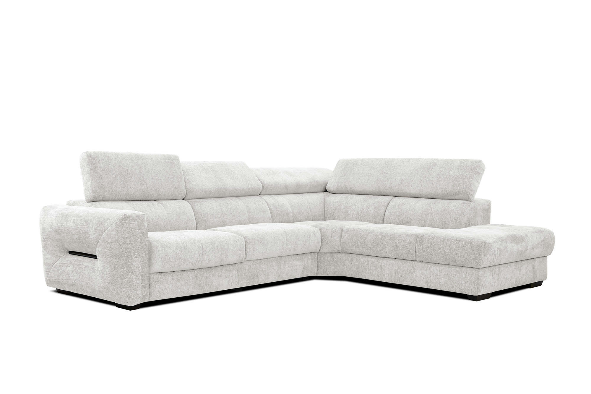 CALVERA - Canapé d'angle droit Calvera 5 places tissu écru