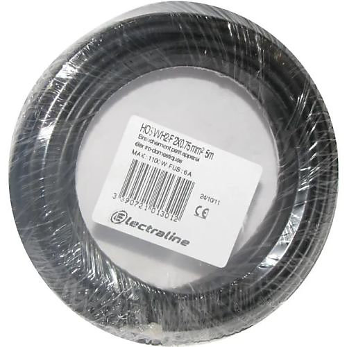 Câble souple HO3 VVH2-F 5m 2 x 0,75mm² noir - 60113023D