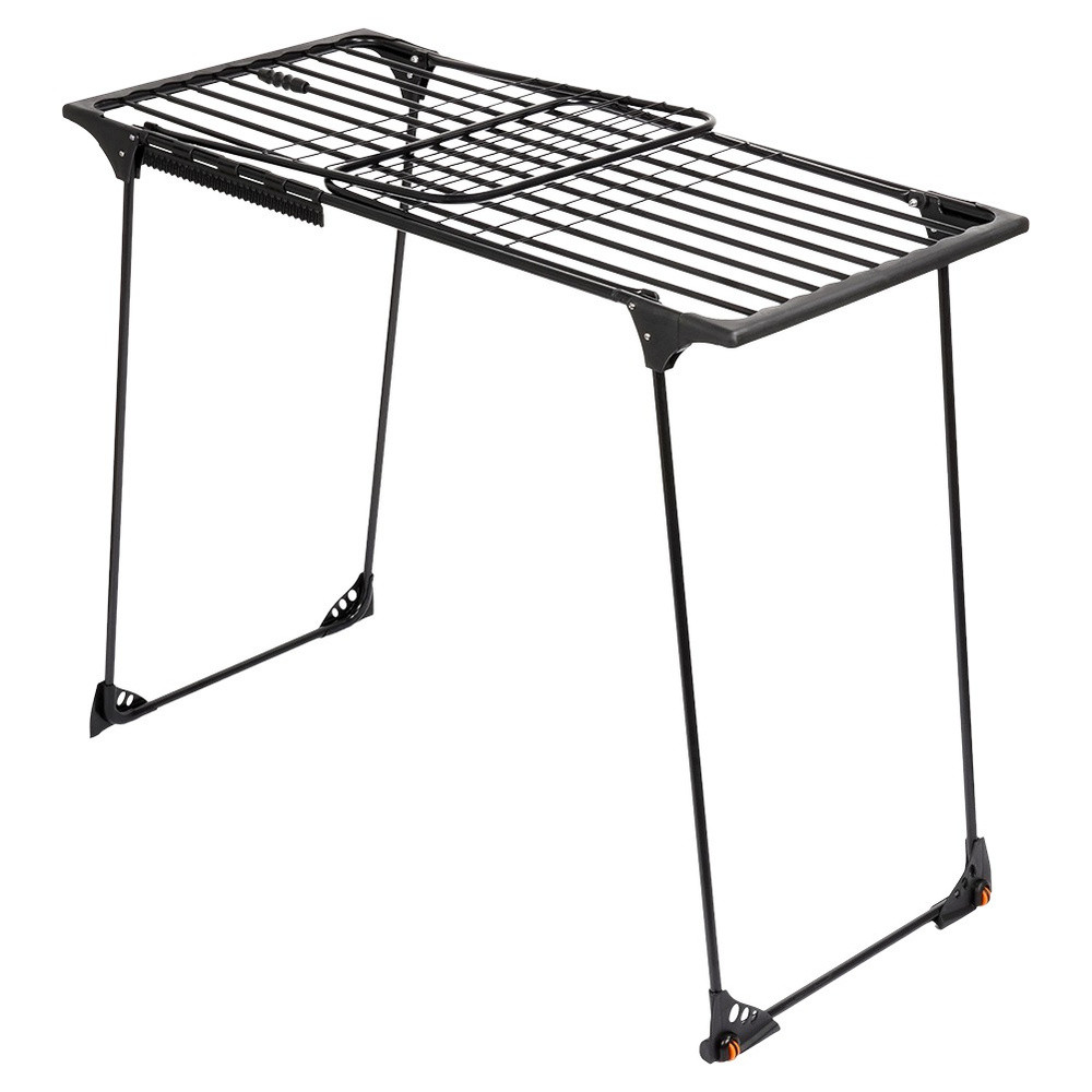 Suszarka na pranie metalowa czarna rozsuwana XXL 204-260x56x103 cm