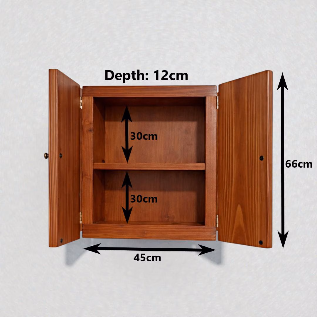 Solid Wood Wall Mounted Bathroom Cabinet – Rustic Farmhouse Medicine Storage (Marine Plywood Doors)