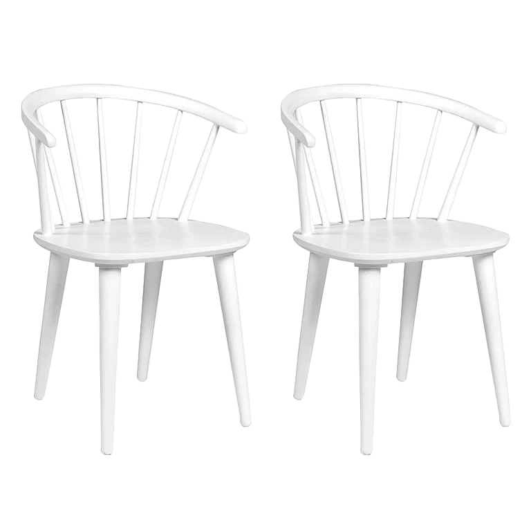 Rowico Home Carmen Houten Spijlenstoel Wit - Set Van 2