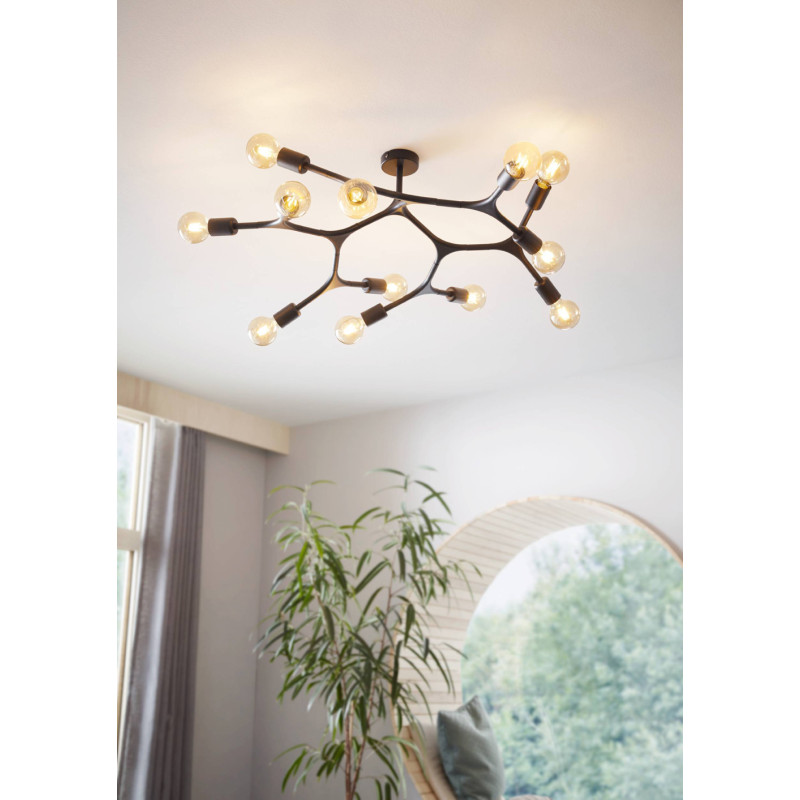 Plafonnier Bocadella 1 noir Ø 92 cm 12 x 60 W EGLO