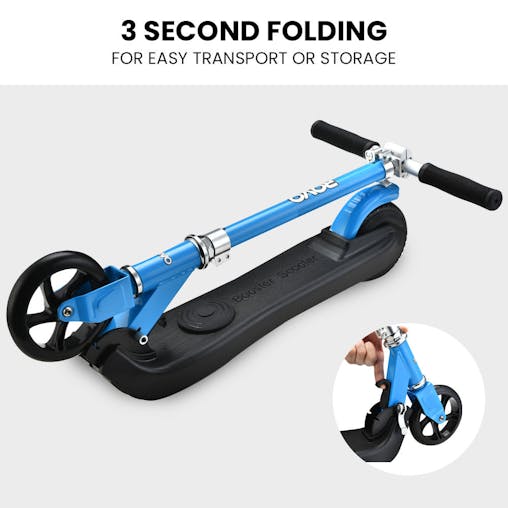 NNEMB Electric Scooter-Ages 5-11-Adjustable Height-Folding-Lithium Battery-Blue
