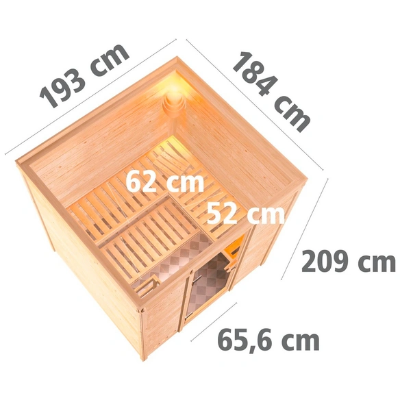 Sauna »Sindi«, inkl. 9 kW Bio-Kombi-Saunaofen mit externer Steuerung, für 4 Personen