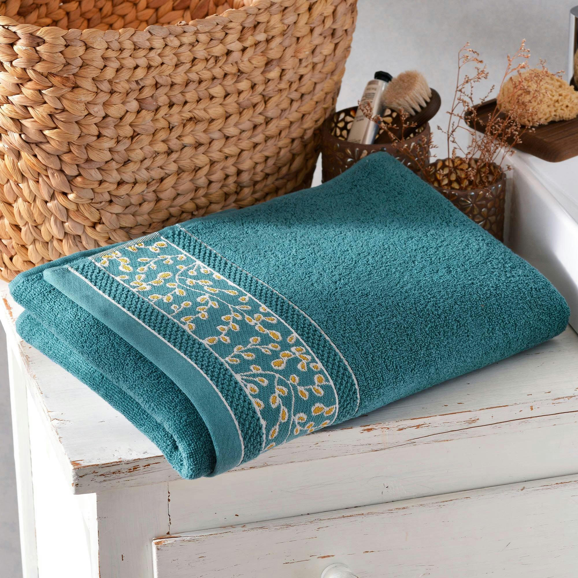 HERBAL - Drap de bain 70x140 bleu canard en coton 450 g/m²