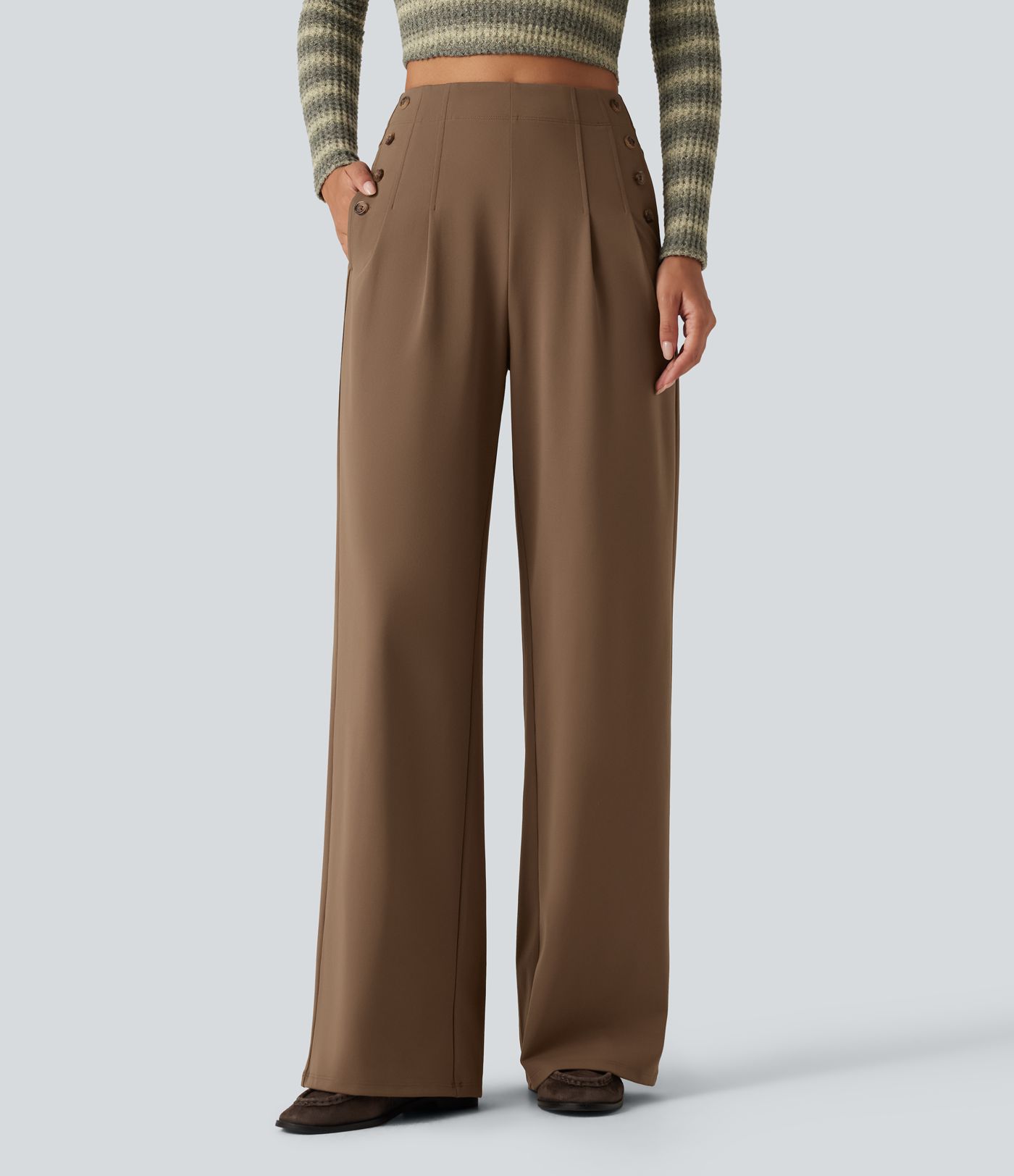 Pantalon DayStretch taille haute coupe large avec poches