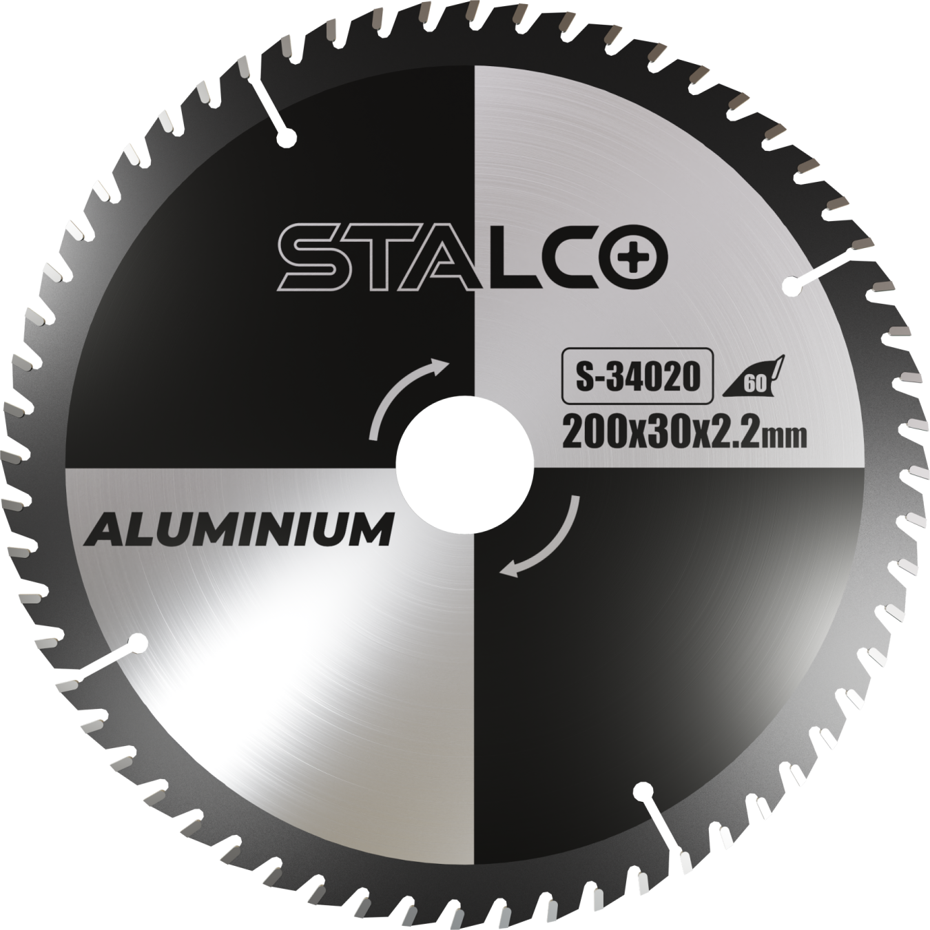 Piła tarczowa do aluminium ø200x30x2,2mm , 60z , red. ø16,ø20 mm , max 7600rpm STALCO S-34020