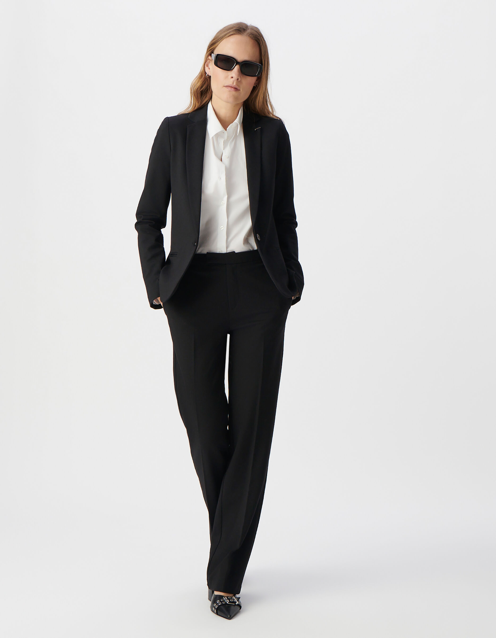 Veste de tailleur noire ajustée maille Milano Femme
